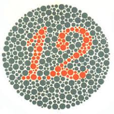 Ishihara test plate-1. This plate is seen by everyone, with normal or abnormal red green colorblind