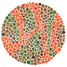 Ishihara test plate-20. Normal person will see nothing while person with Red-green deficiency will see it as 45