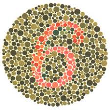 Ishihara test plate-3. Normal person see it as 6 while person with Red-green deficiency see it as 5