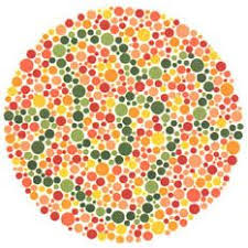 Ishihara test plate-30. Normal person will see blue-green line while people with Red-green deficiency will see nothing