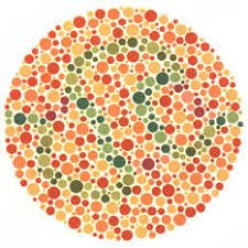 Ishihara test plate-35. Normal person will see blue-green and yellow-green line while people with Red-green deficiency will see only blue-green and violet line